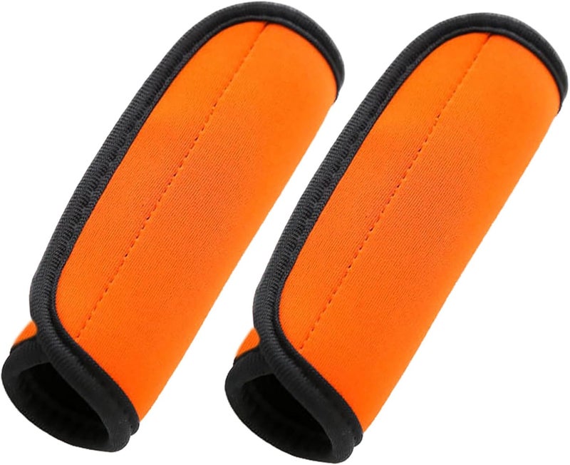 AUXBC Luggage Handle Wraps, Soft Travel Bag Handle Cover, Padded Handle Grip, Suitcase Tags Identifiers for Travel Accessories, Orange, 2pcs - Image 1